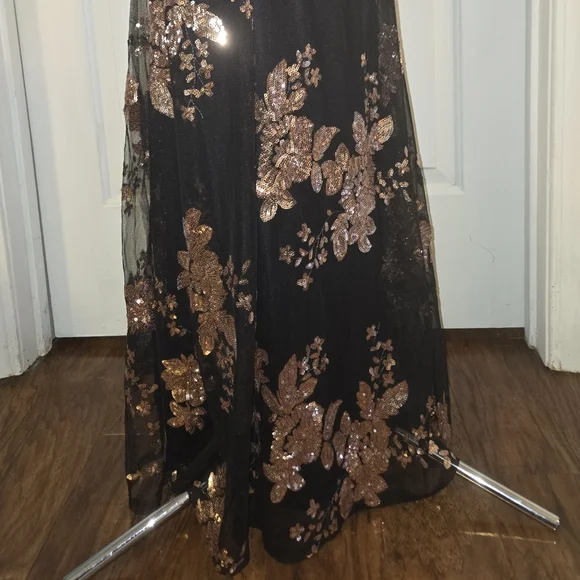 Fashion Nova All Nighter Long Sleeve Sequin Gown With High Thigh Split Small - Picture 5 of 12